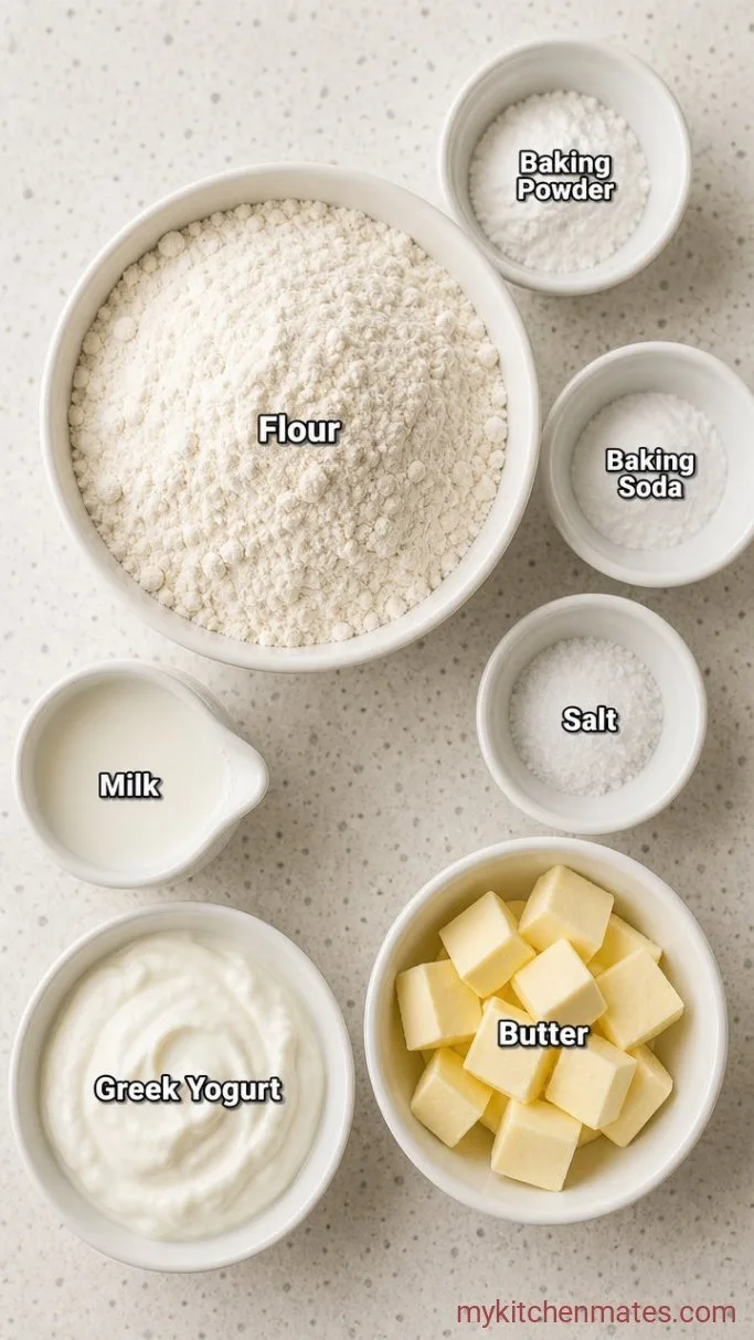 Fluffy Greek Yogurt Biscuits (Ready in 25 Minutes) Ingredients