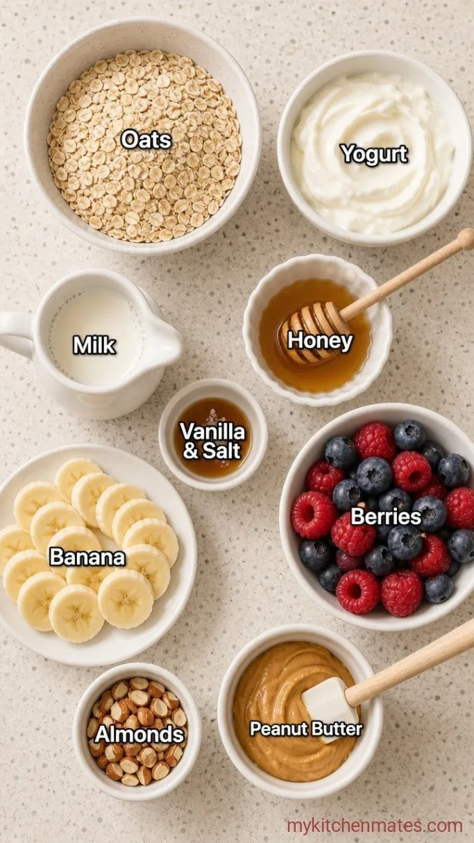 Creamy 5-Ingredient Greek Yogurt Overnight Oats Ingredients