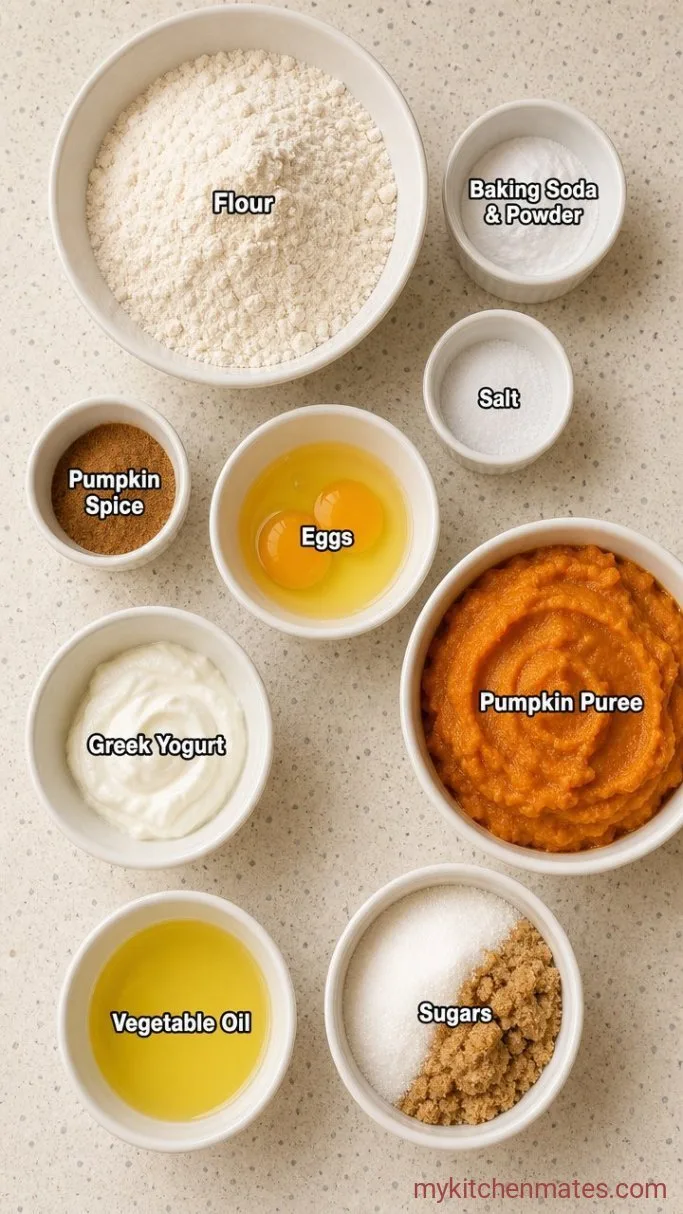 Moist Greek Yogurt Pumpkin Bread Ingredients