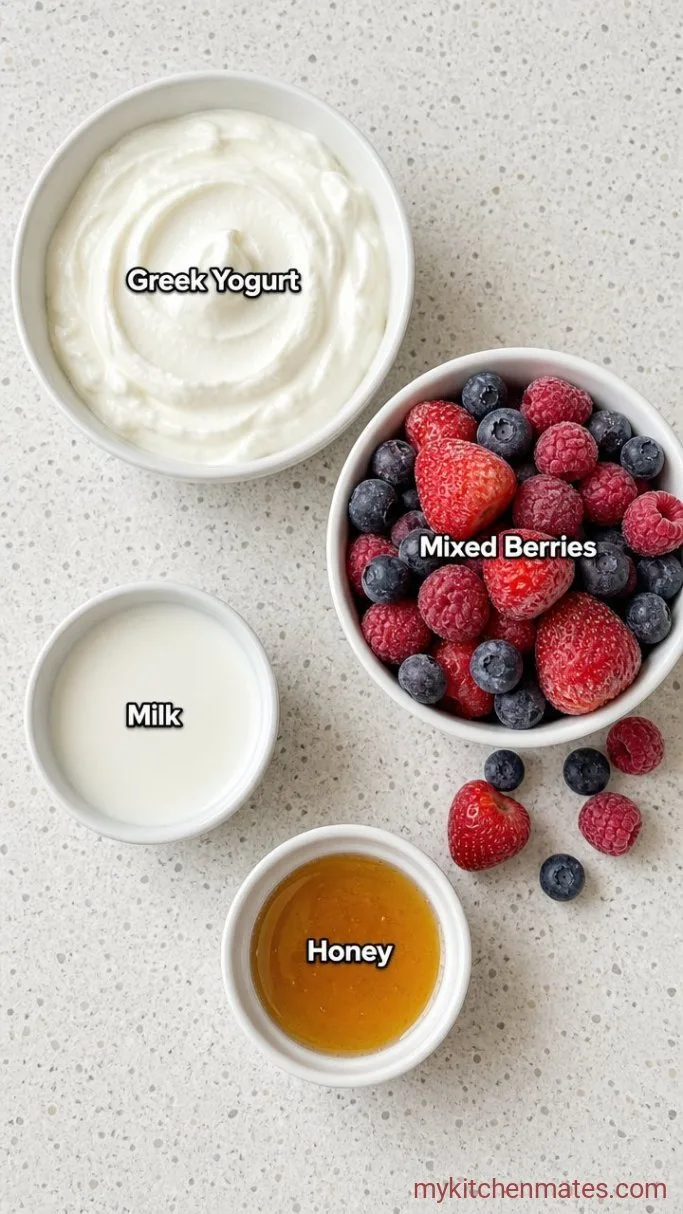 Creamy 5-Minute Greek Yogurt Berry Smoothie Ingredients