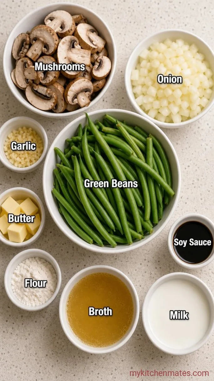 Slow Cooker Green Bean Casserole (Creamy, Crispy, No Oven) Ingredients