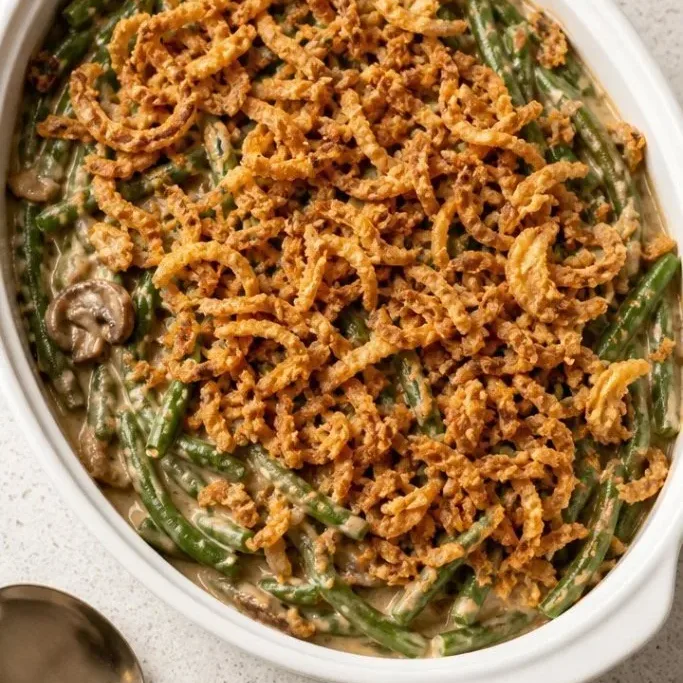 Slow Cooker Green Bean Casserole (Creamy, Crispy, No Oven) Green Bean Casserole Crock Pot