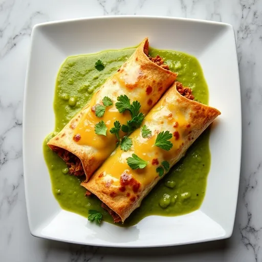 Green Chile and Tomatillo Chicken Enchiladas