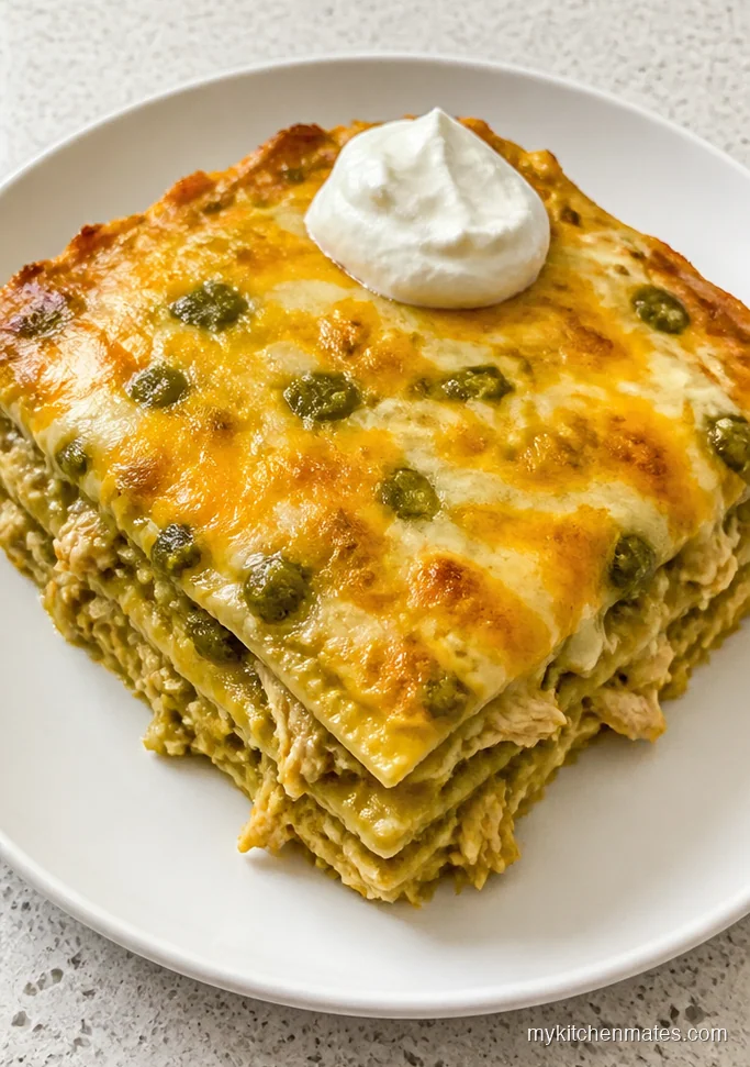 Green Chile Chicken Enchilada Casserole