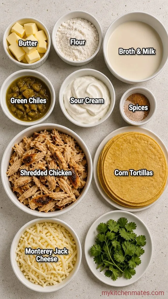 Creamy Green Chile Chicken Enchiladas Ingredients