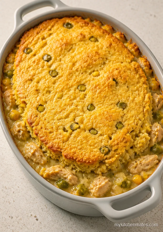 Green Chile Chicken Pot Pie with Cornbread Topping