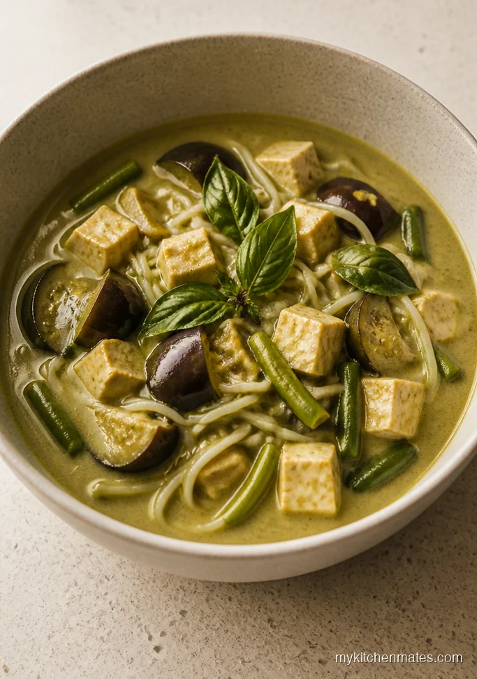 Green Curry Tofu Rice Noodle Soup