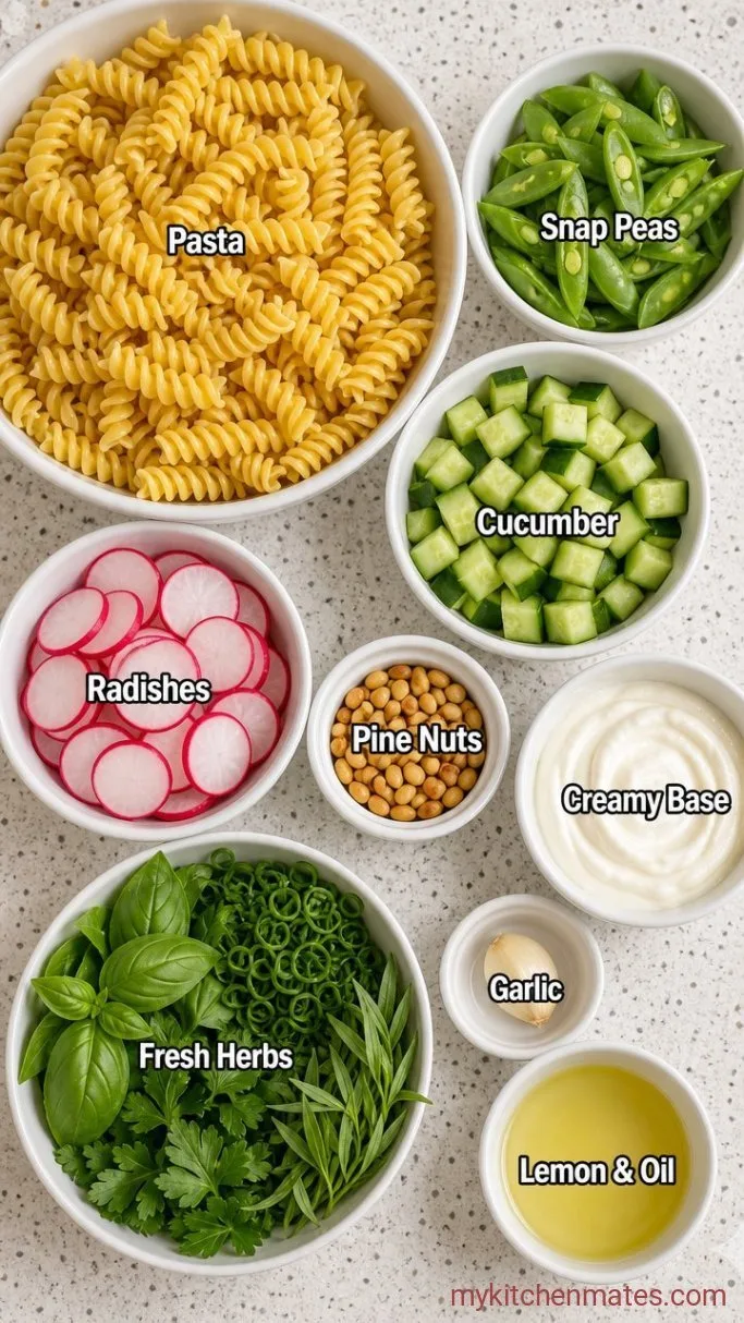 Herb-Loaded Green Goddess Pasta Salad Ingredients