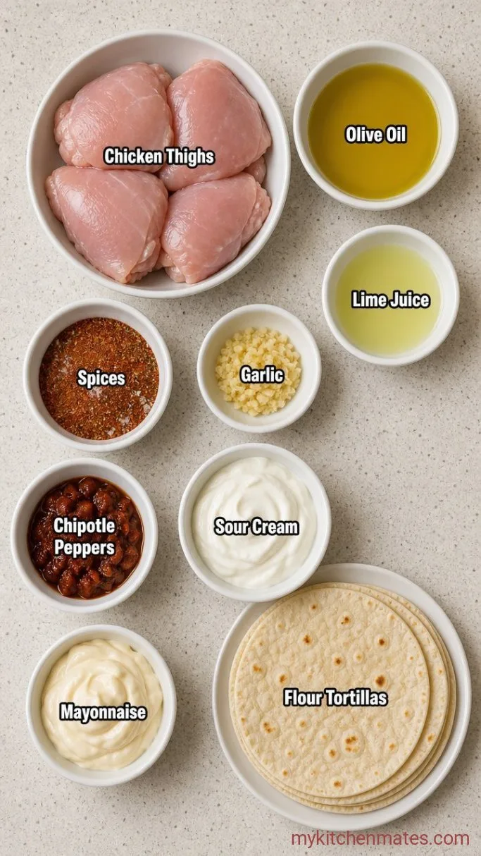 Grilled Chicken Burritos with Creamy Chipotle Sauce Ingredients