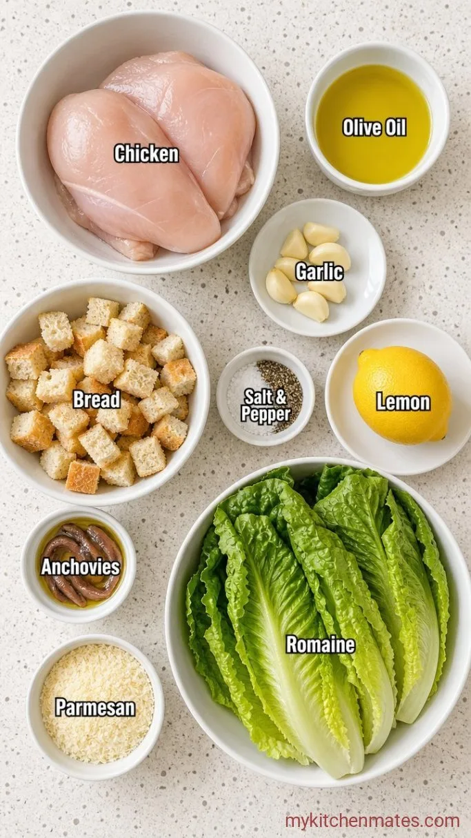 Grilled Chicken Caesar Salad with Homemade Garlic-Anchovy Dressing Ingredients