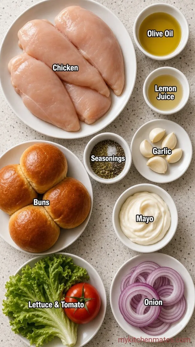 Juicy Grilled Chicken Sandwich in 25 Minutes Ingredients
