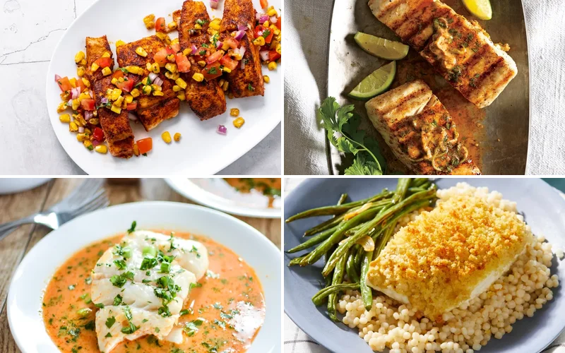 grilled-halibut-recipes collage