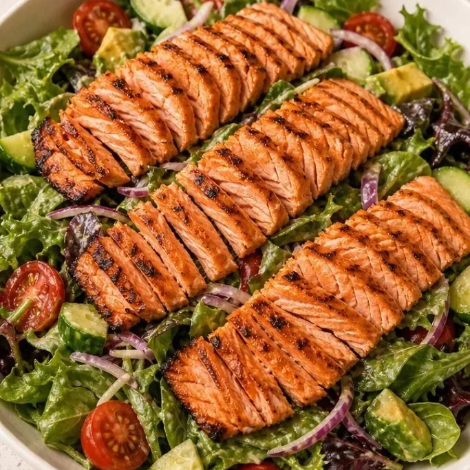 Grilled Salmon Salad with Lemon-Dill Dressing Grilled Salmon Salad