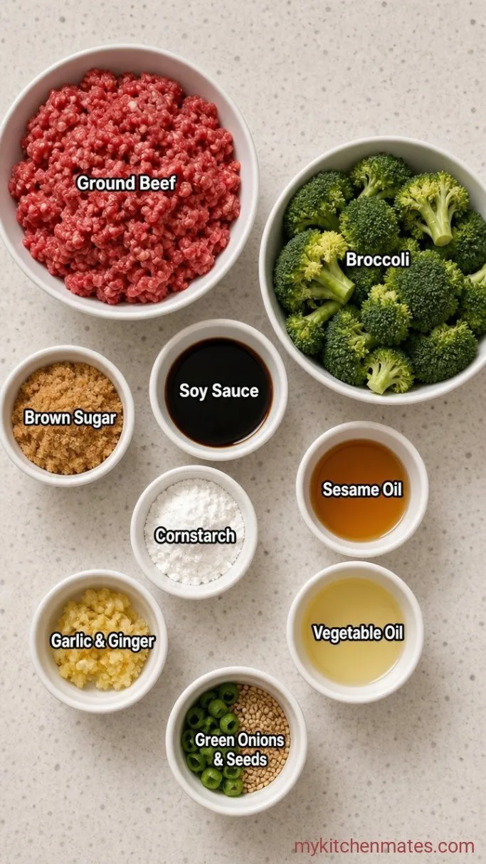 20-Minute Ground Beef and Broccoli Stir-Fry Ingredients