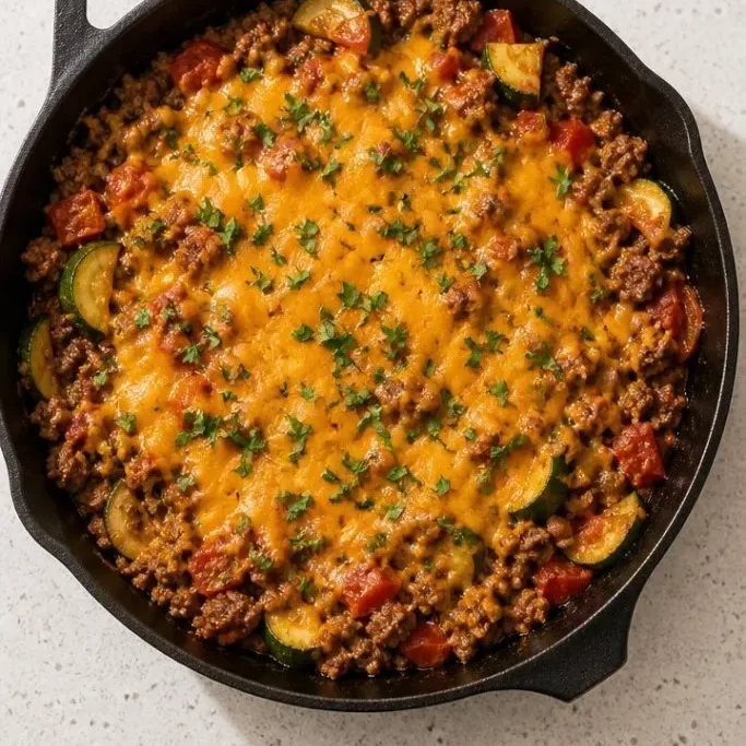 Easy One-Pan Cheesy Ground Beef and Zucchini Skillet Ground Beef And Zucchini Recipes