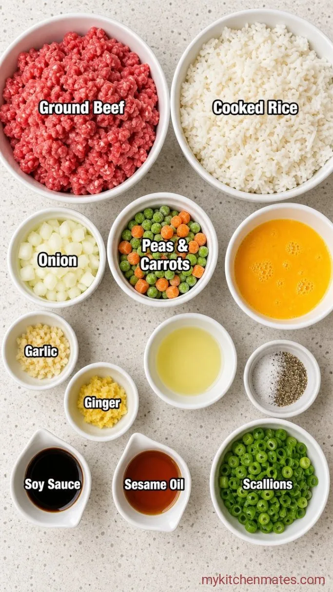 20-Minute Ground Beef Fried Rice Ingredients