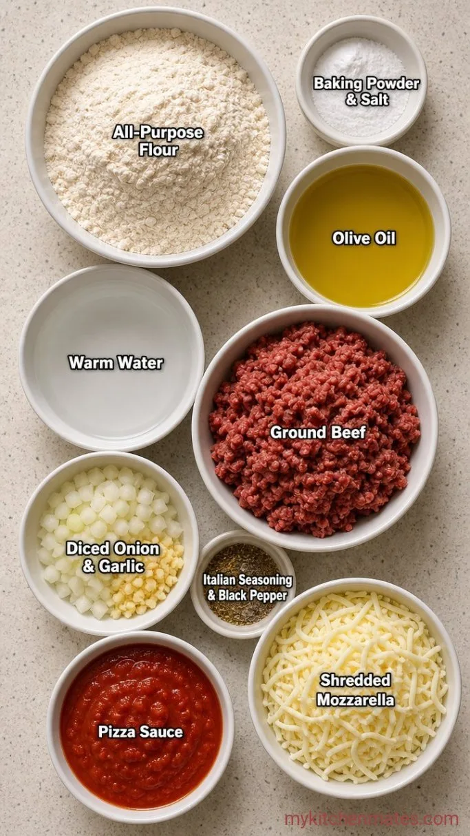 Hearty Ground Beef Pizza (Ready in 35 Minutes) Ingredients