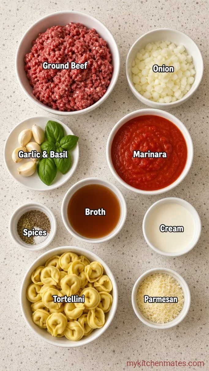 30-Minute Creamy Ground Beef Tortellini Ingredients