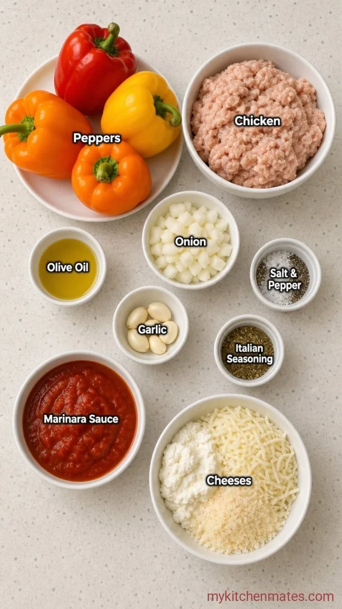 Cheesy Ground Chicken Stuffed Peppers Ingredients