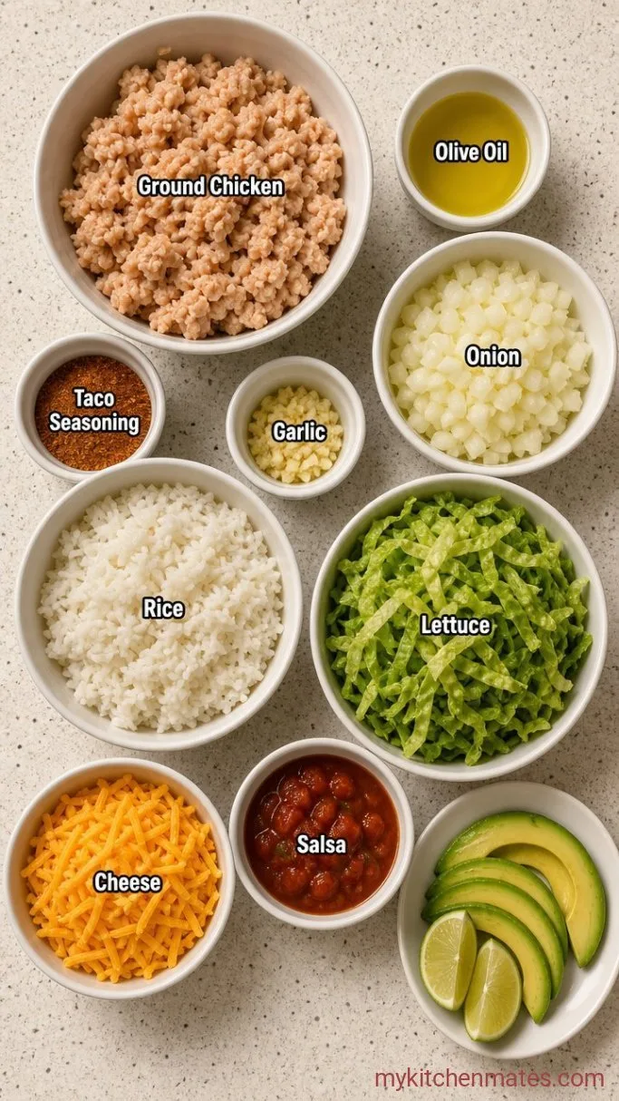 20-Minute Ground Chicken Taco Bowls Ingredients