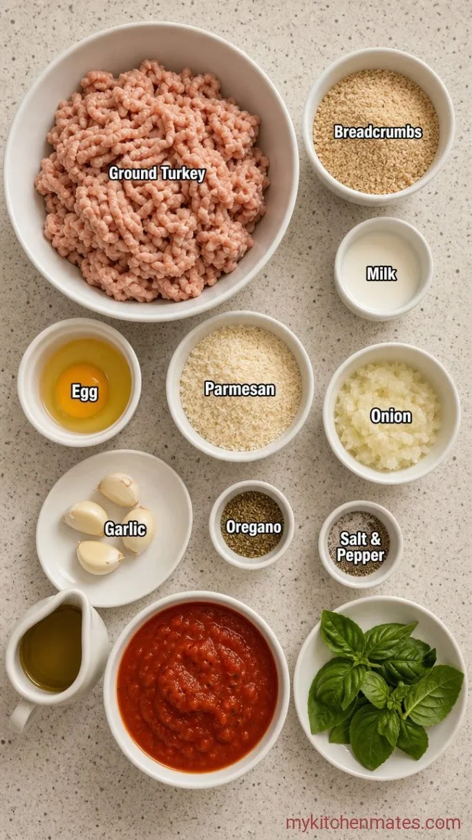 Juicy Turkey Meatballs (Ready in 30 Minutes) Ingredients