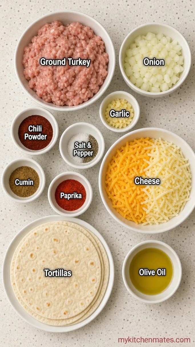 20-Minute Ground Turkey Quesadillas Ingredients