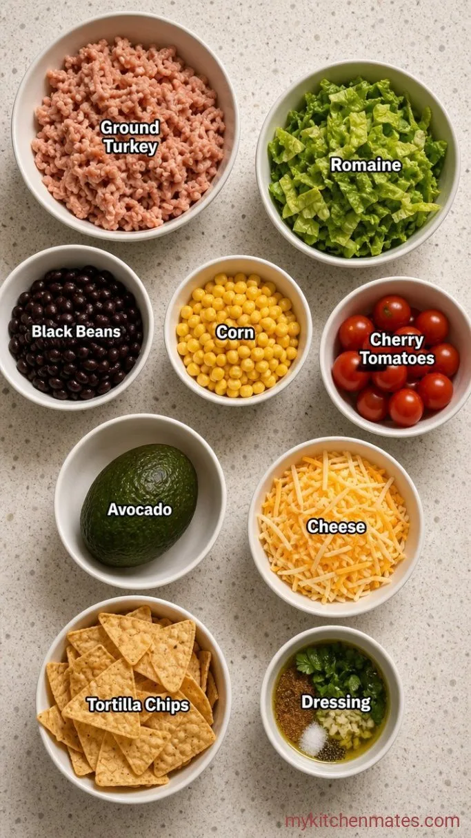 Quick Weeknight Ground Turkey Taco Salad Ingredients