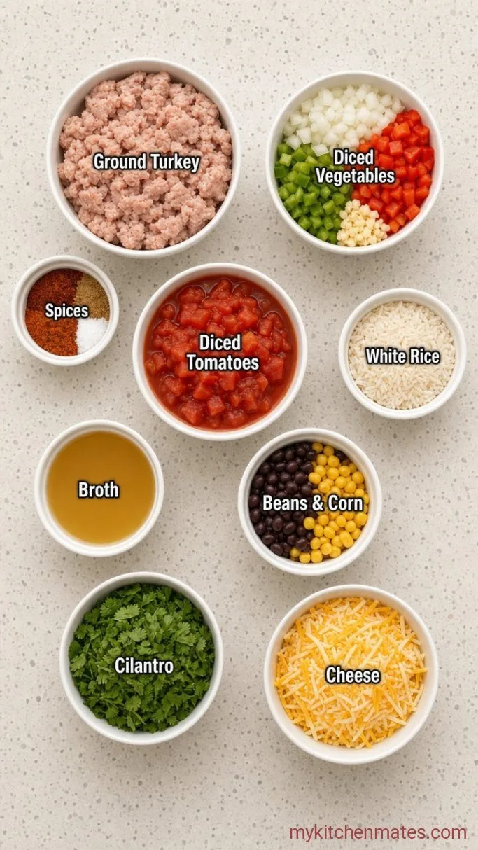 Quick One-Pan Ground Turkey Skillet Ingredients