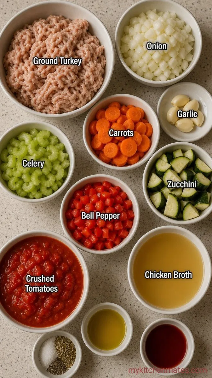 Hearty 30-Minute Ground Turkey Vegetable Soup Ingredients