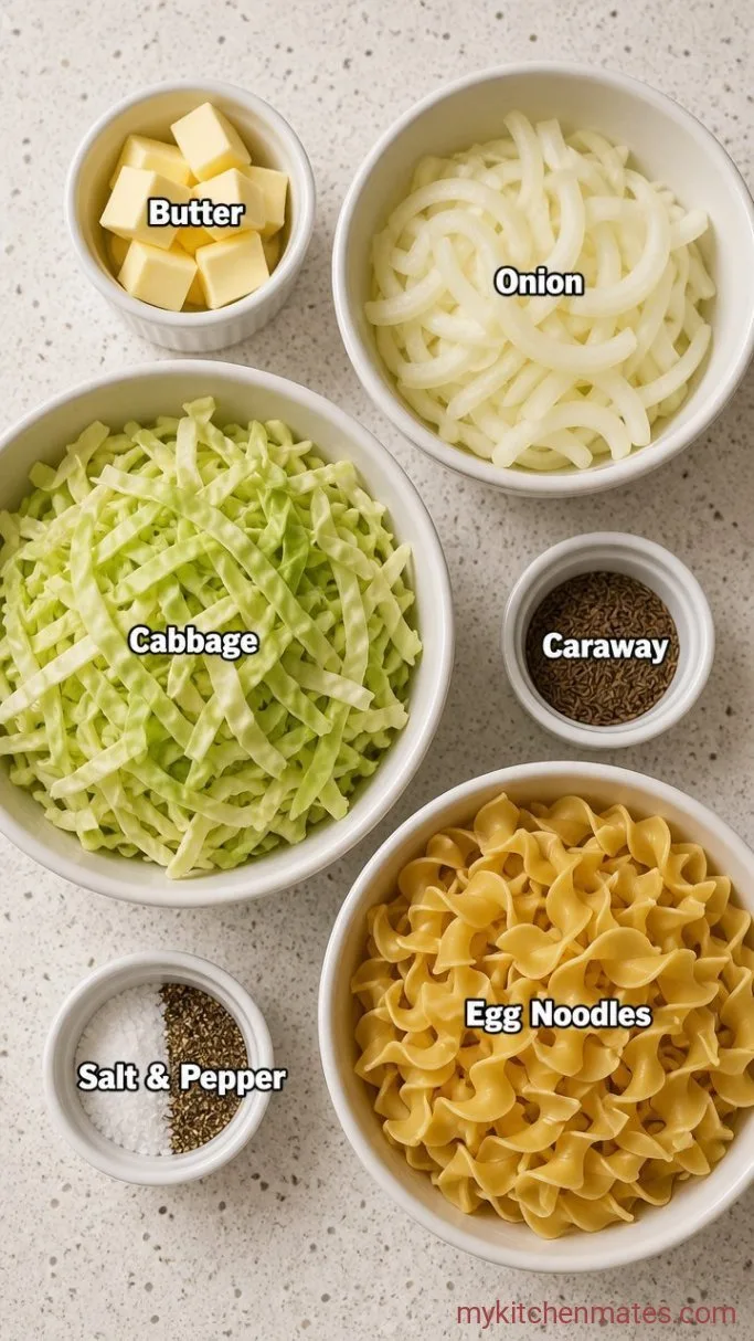 Buttery Haluski: Fried Cabbage & Noodles in 30 Minutes Ingredients