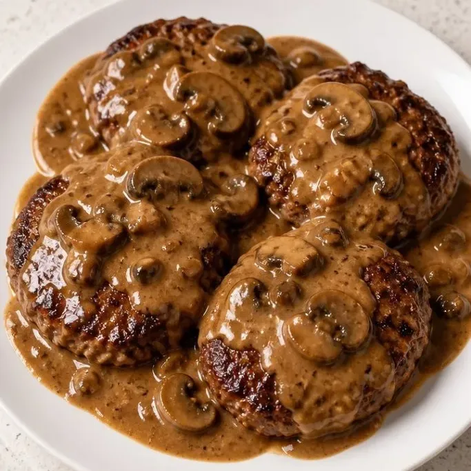 One-Pan Hamburger Steak with Mushroom Gravy Hamburger Steak with Mushroom Gravy