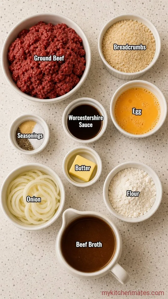 30-Minute Hamburger Steaks with Onion Gravy Ingredients
