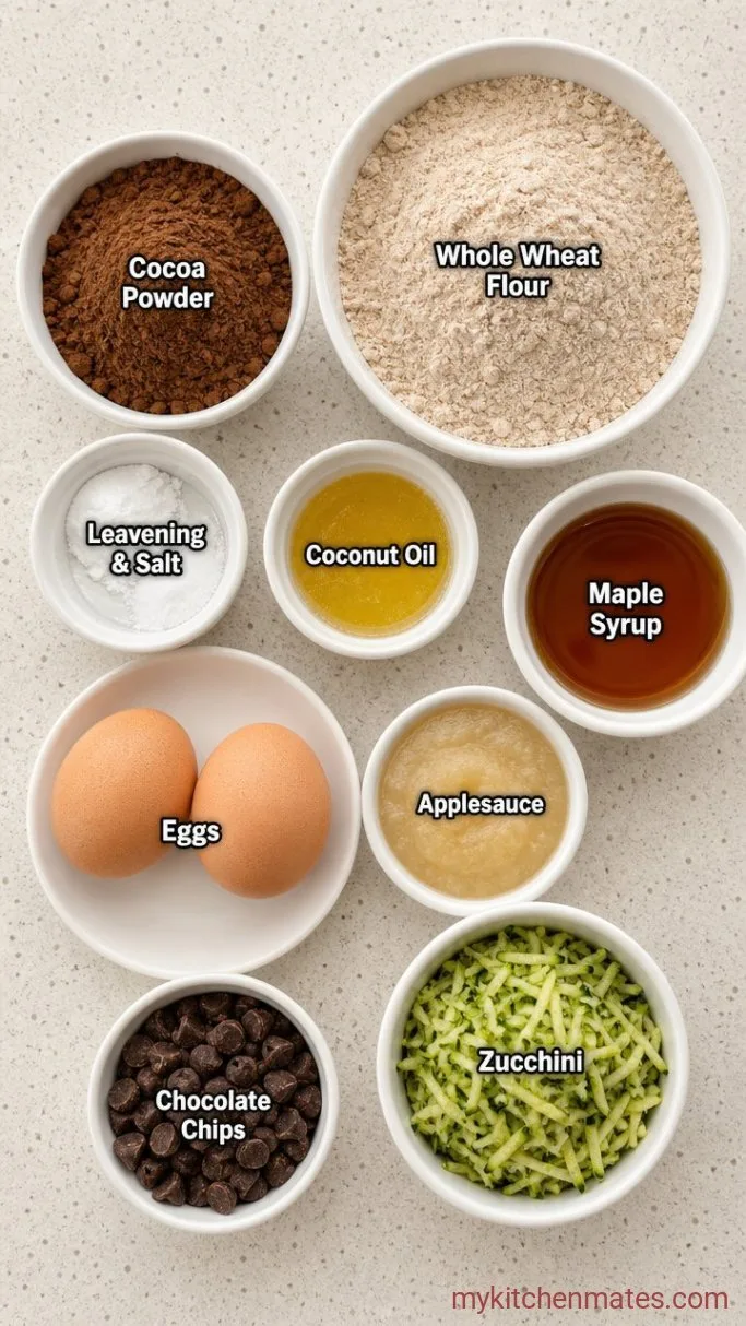 Rich and Moist Healthy Chocolate Zucchini Bread Ingredients