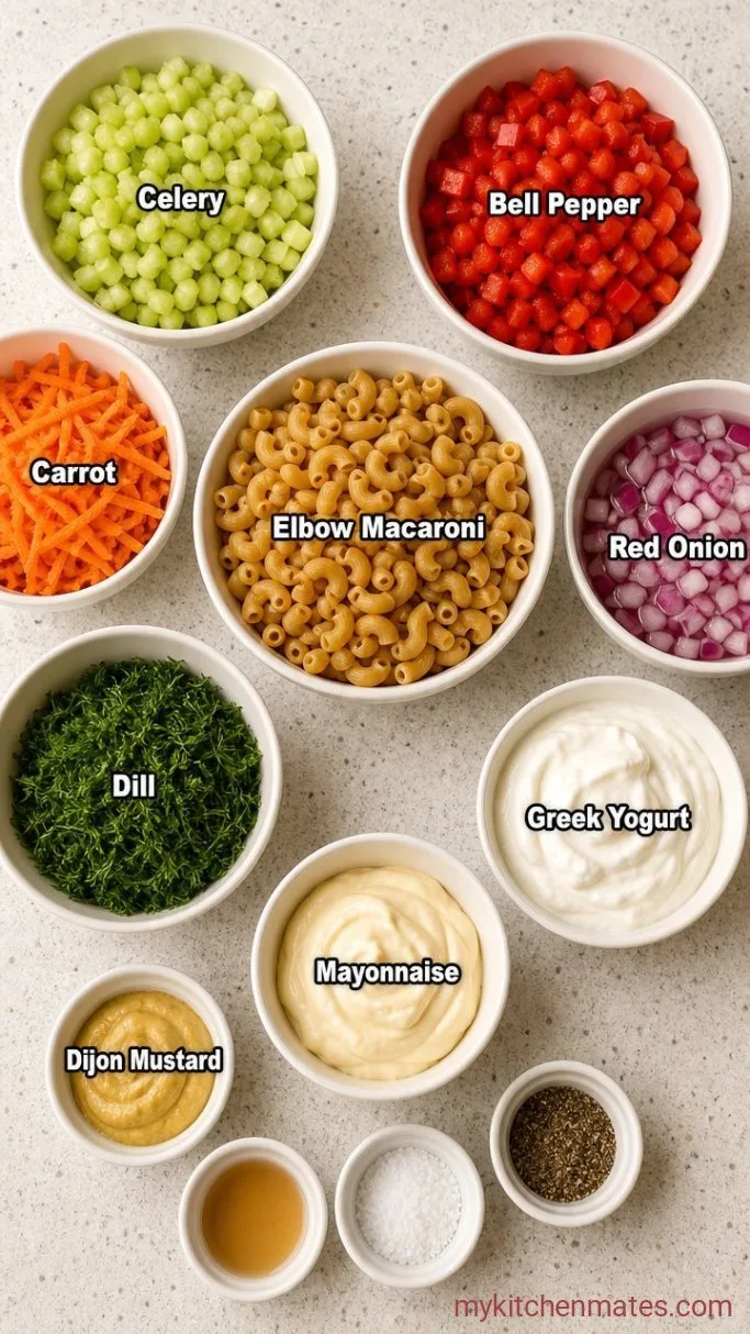 Creamy Healthy Macaroni Salad (with Greek Yogurt Dressing) Ingredients