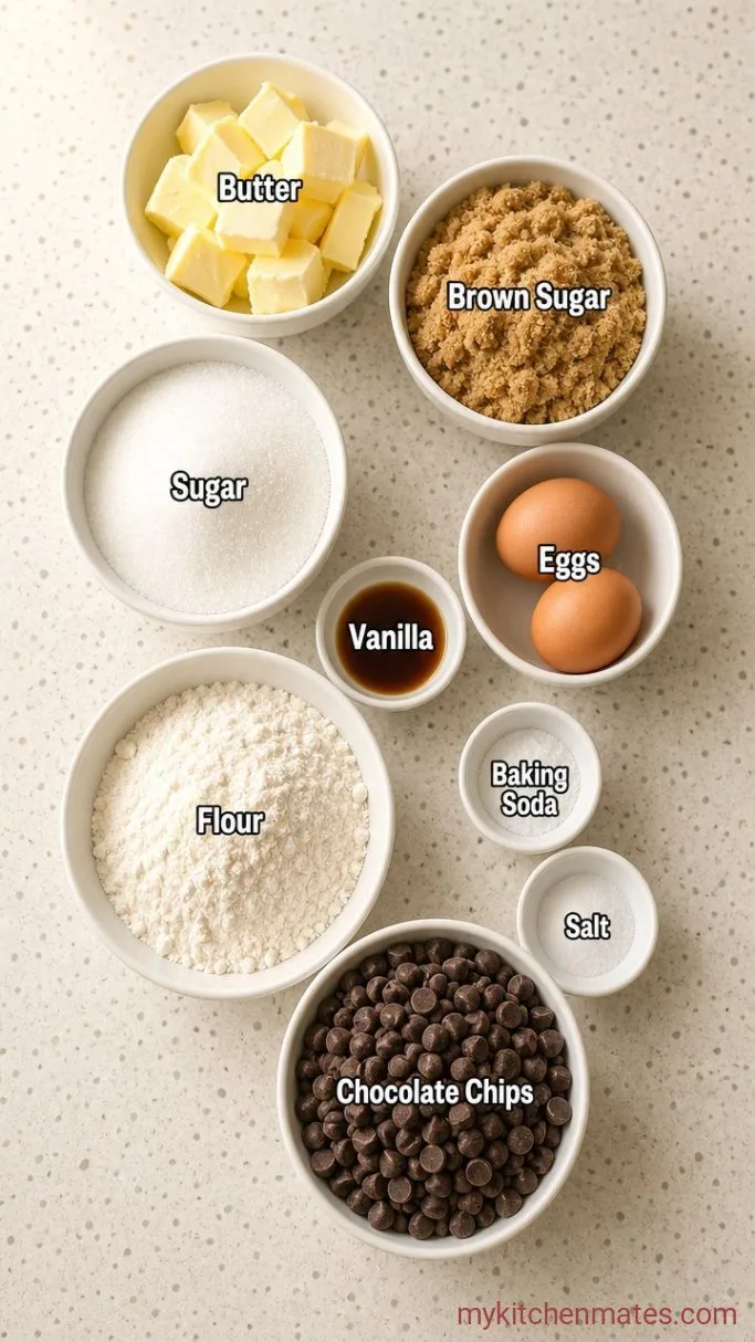 Soft Heart-Shaped Chocolate Chip Cookies Ingredients