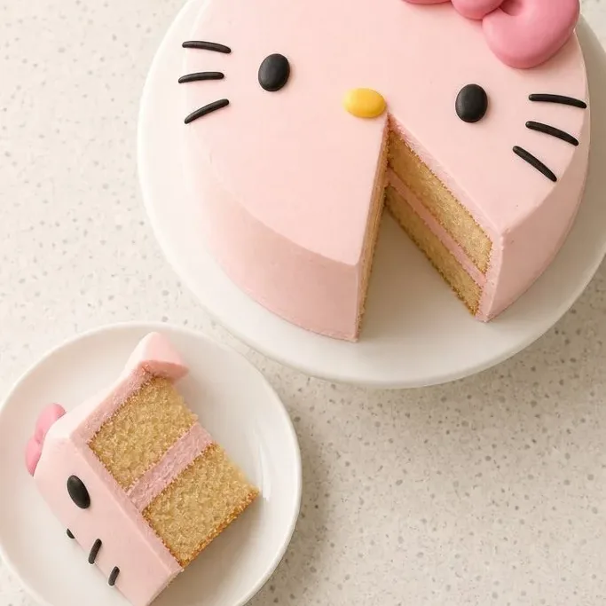 Hello Kitty Birthday Cake with Buttercream Face Tutorial Hello Kitty Birthday Cake
