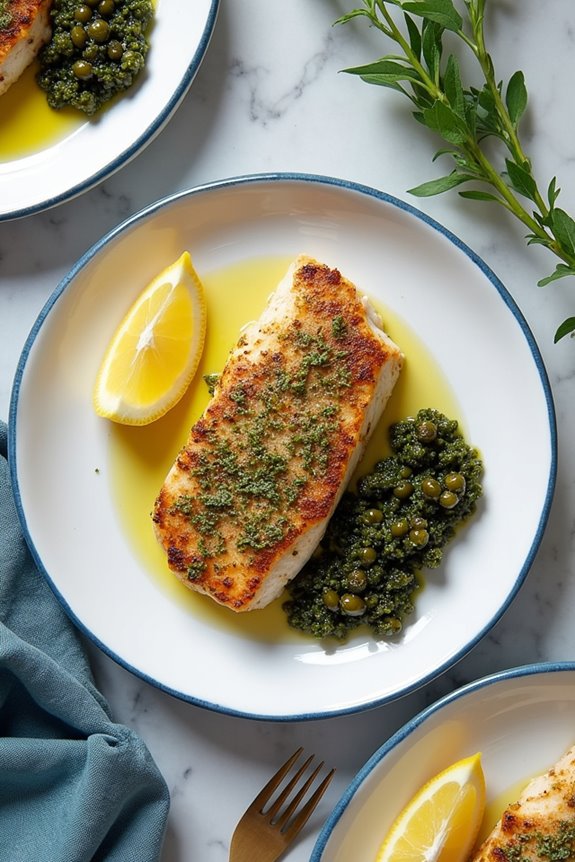 herb crusted swordfish with tapenade