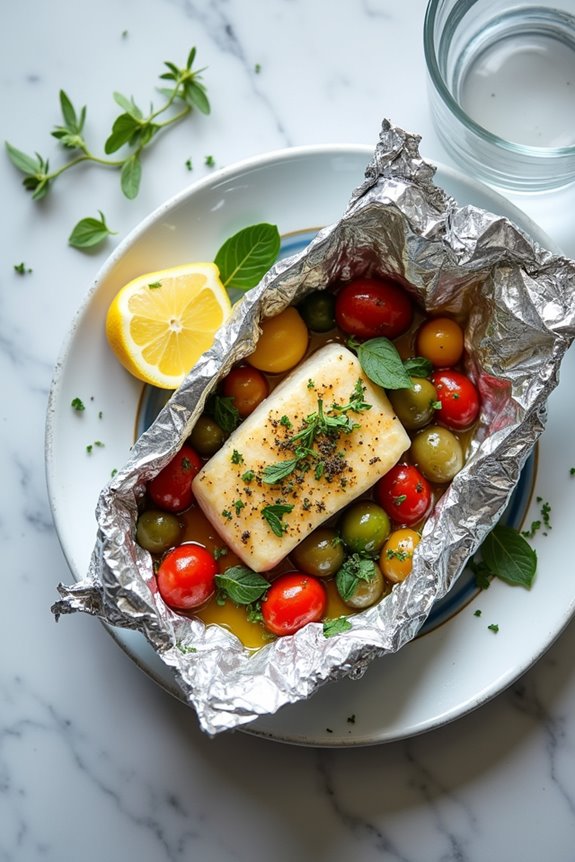 herb infused sea bass parcels