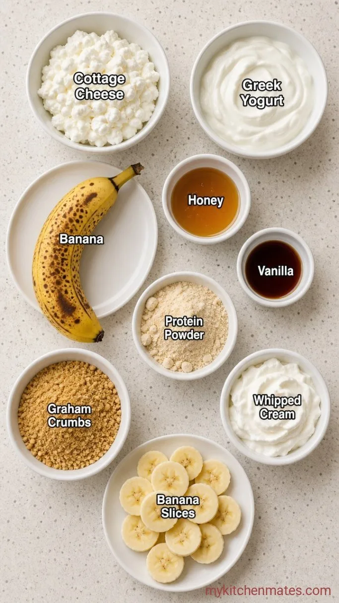 No-Bake Creamy High Protein Banana Pudding Ingredients
