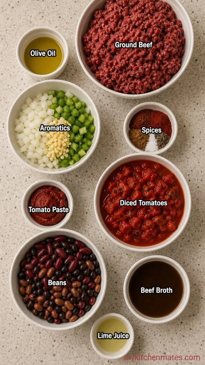 High-Protein Beef and Bean Chili (Ready in 45 Minutes) Ingredients