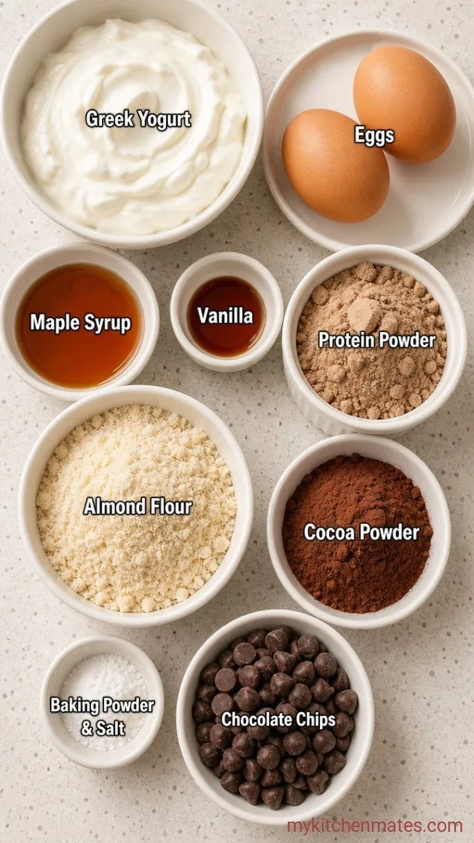 Fudgy High Protein Chocolate Muffins (Ready in 30 Minutes) Ingredients