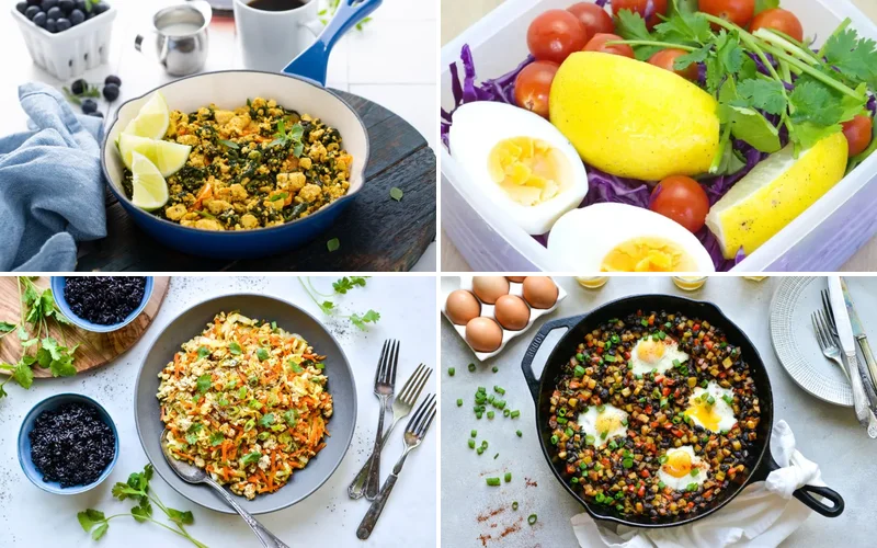high-protein-low-calorie-breakfast-meal-prep collage