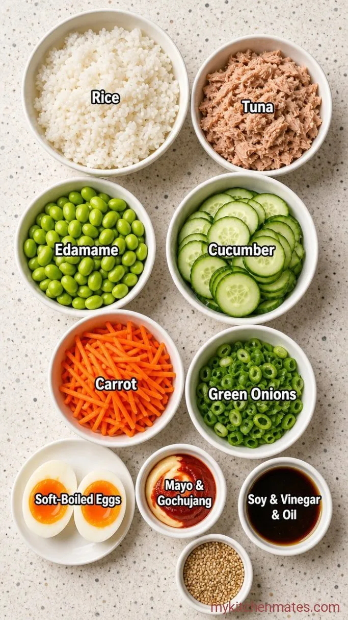 15-Minute High Protein Rice Bowls (Spicy Tuna & Edamame) Ingredients