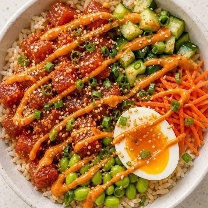 15-Minute High Protein Rice Bowls (Spicy Tuna & Edamame) High Protein Rice Bowls