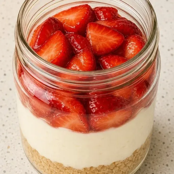 High Protein Strawberry Cheesecake Jars