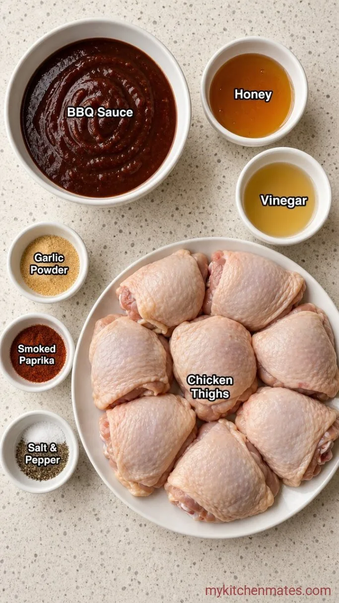 Oven-Baked Sticky Honey BBQ Chicken Thighs Ingredients