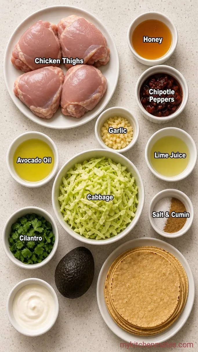 30-Minute Sticky Honey Chipotle Chicken Tacos Ingredients