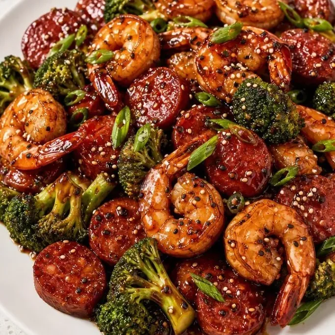 One-Pan Honey Garlic Shrimp, Sausage, and Broccoli Honey Garlic Shrimp Sausage and Broccoli