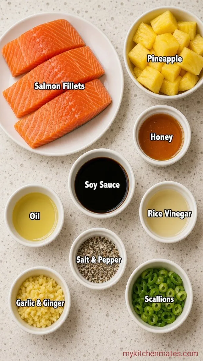 20-Minute Sticky Honey Pineapple Salmon Ingredients