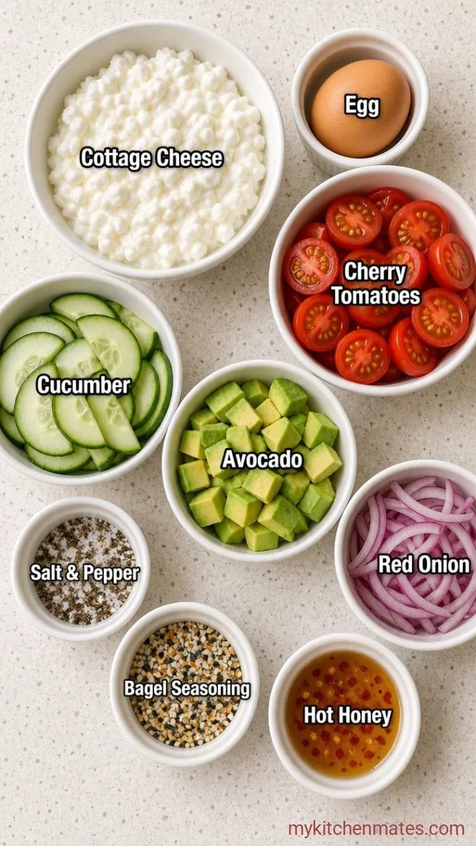 15-Minute Hot Honey Cottage Cheese Bowl Ingredients
